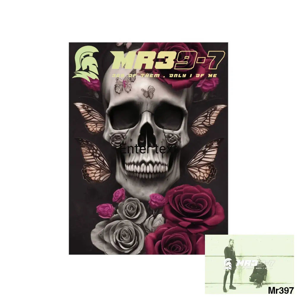 Gothic skills roses and butterflies Matte Vertical Posters Poster