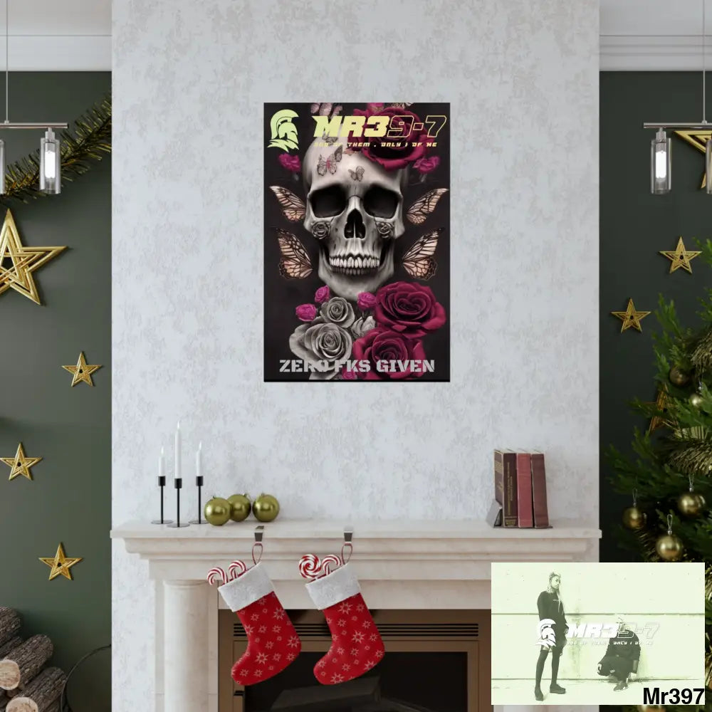 Gothic skills roses and butterflies Matte Vertical Posters Poster