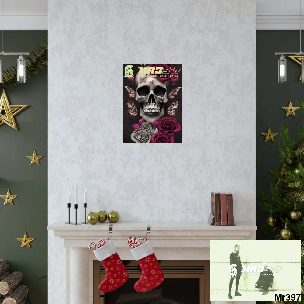 Gothic skills roses and butterflies Matte Vertical Posters Poster