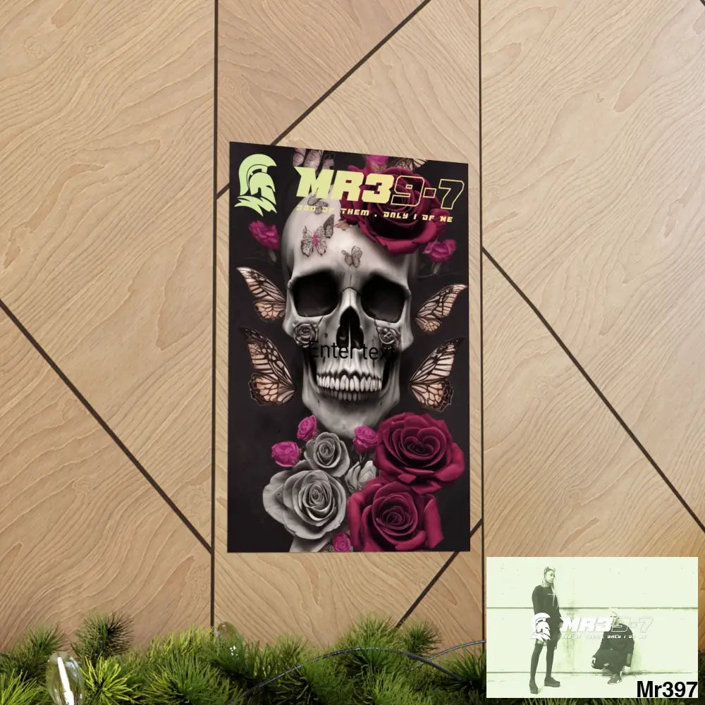 Gothic skills roses and butterflies Matte Vertical Posters Poster