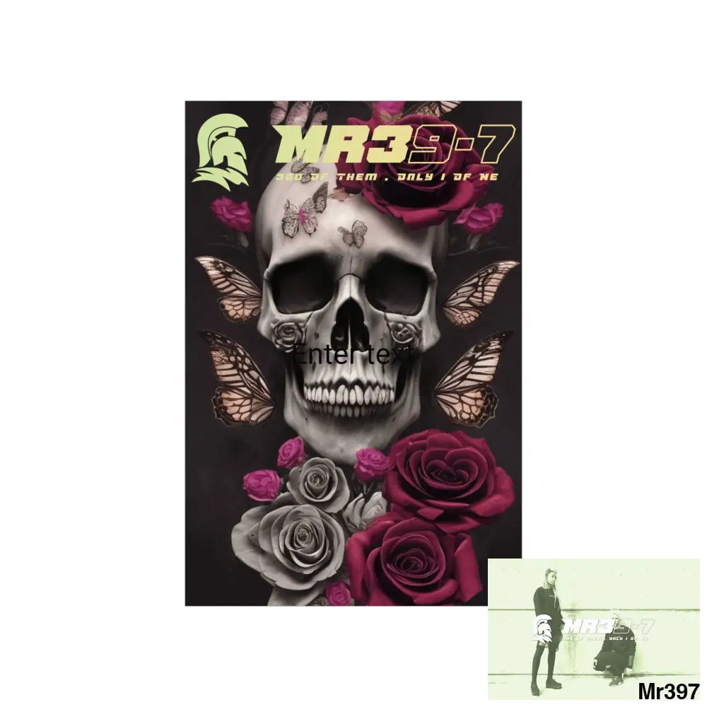 Gothic skills roses and butterflies Matte Vertical Posters Poster