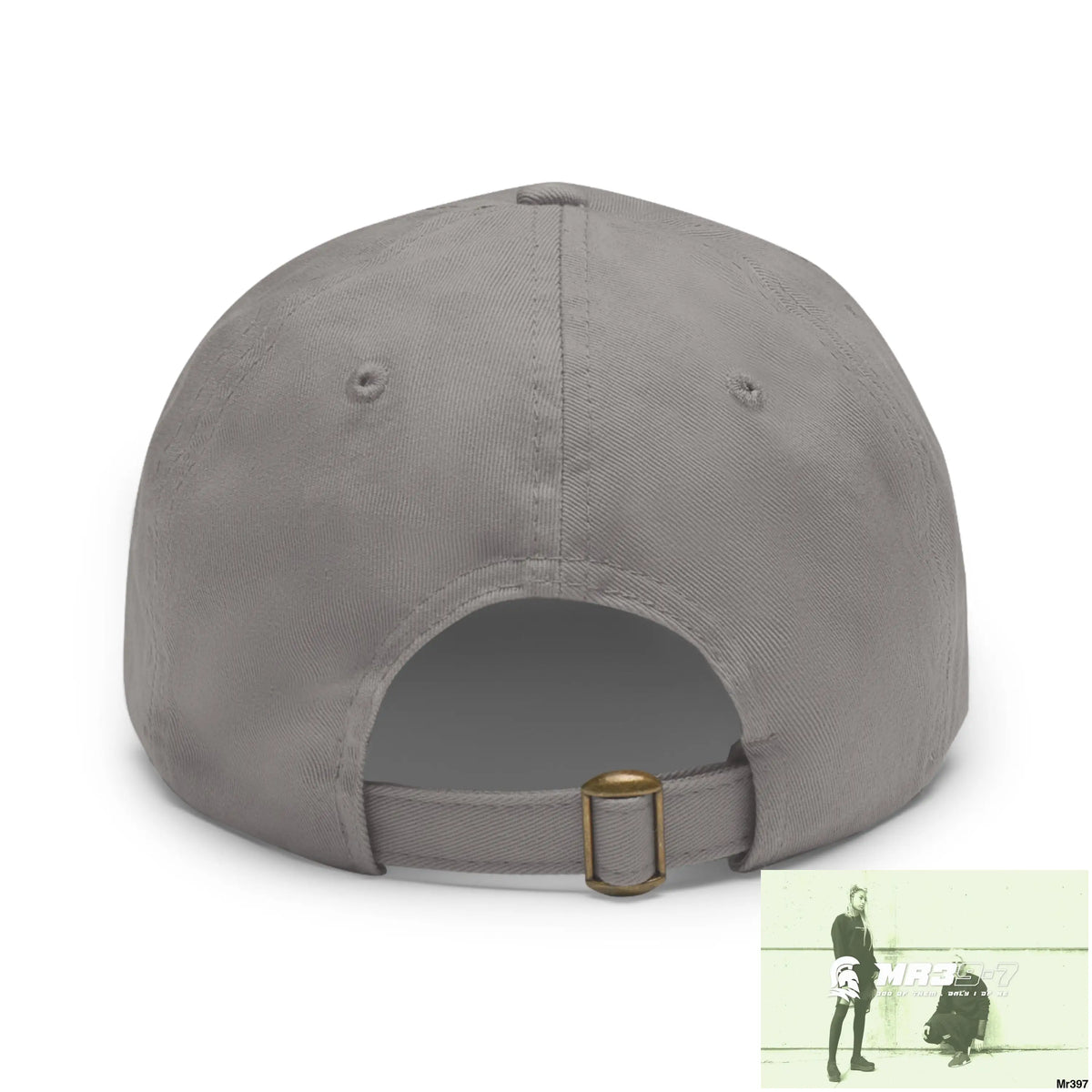 Gothic Skull with wings and Blue Roses Dad Hat with Leather Patch (Rectangle) Hats