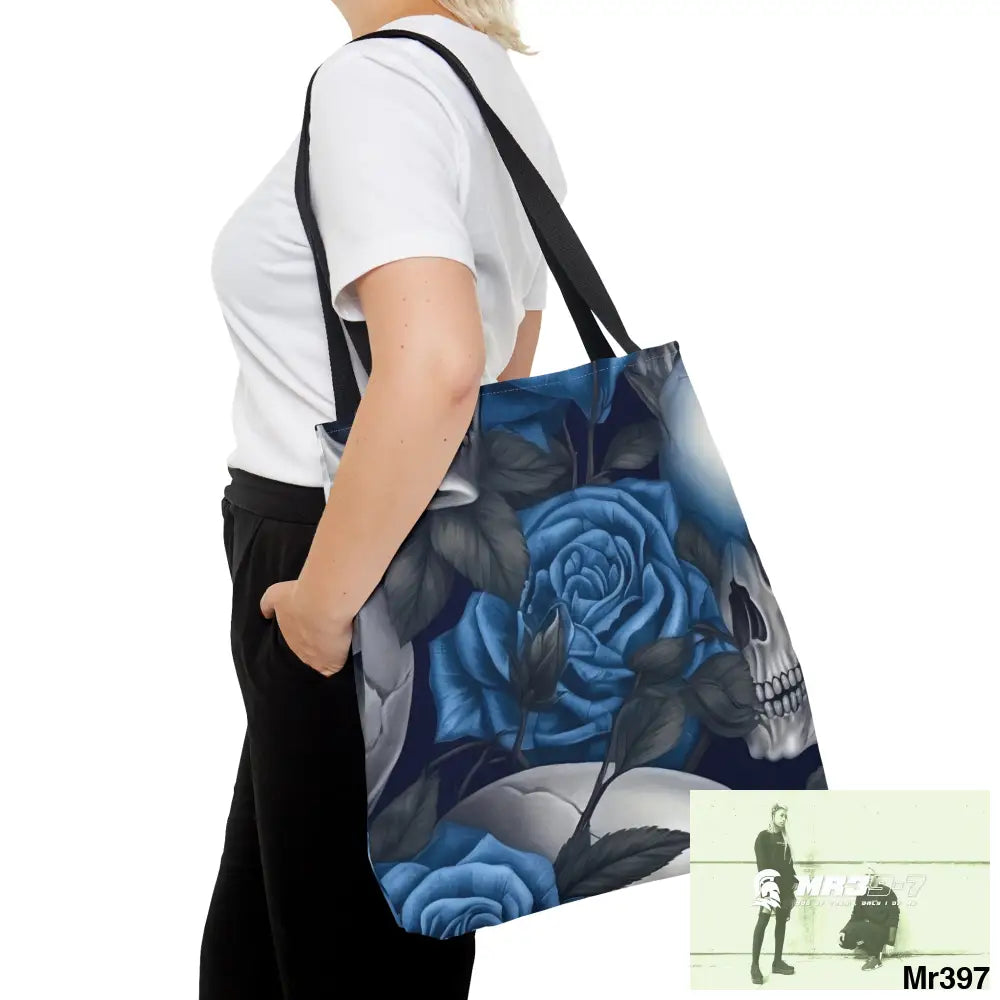 Gothic skulls & Blue Roses Tote Bag (AOP) Bags