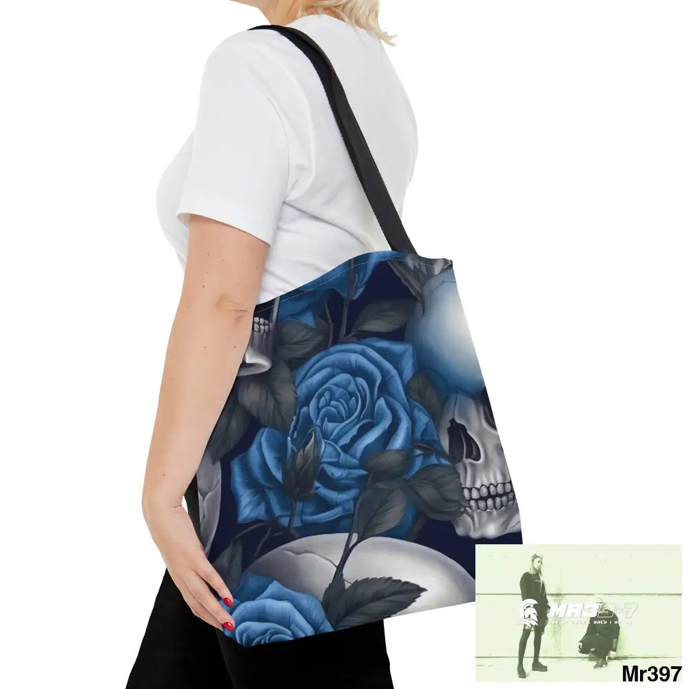 Gothic skulls & Blue Roses Tote Bag (AOP) Bags