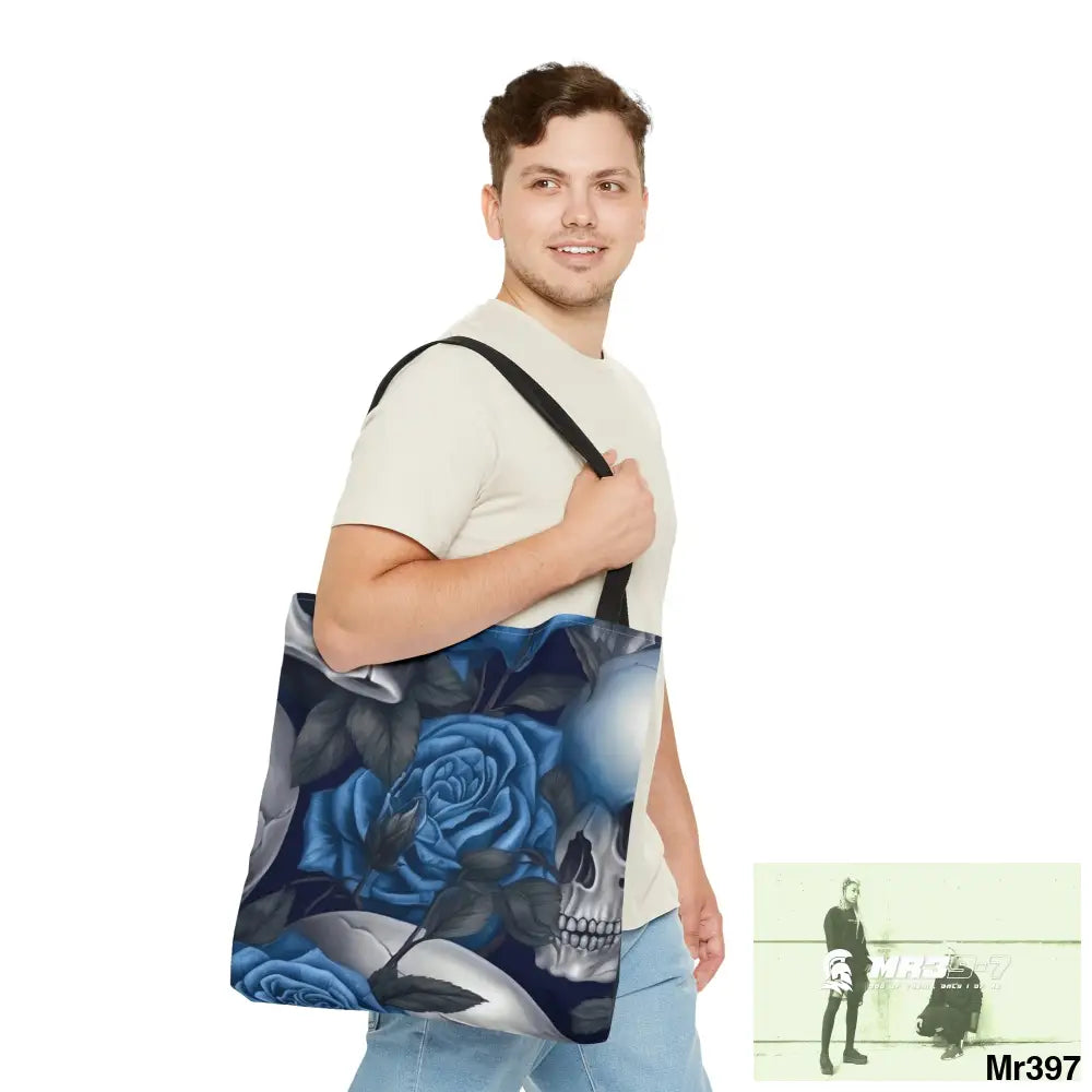 Gothic skulls & Blue Roses Tote Bag (AOP) Bags
