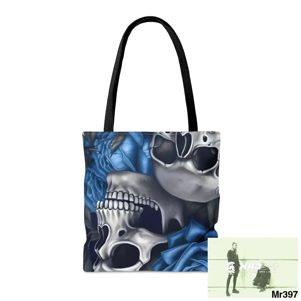 Gothic skulls & Blue Roses Tote Bag (AOP) Bags