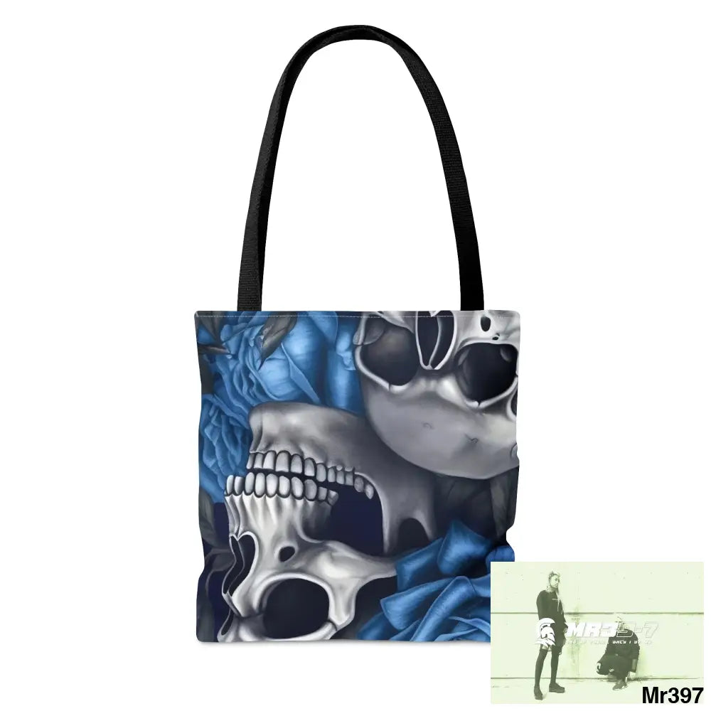 Gothic skulls & Blue Roses Tote Bag (AOP) Bags