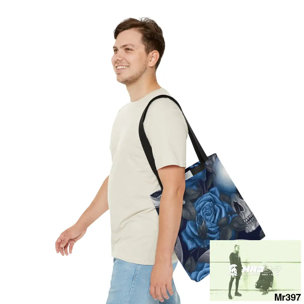 Gothic skulls & Blue Roses Tote Bag (AOP) Bags