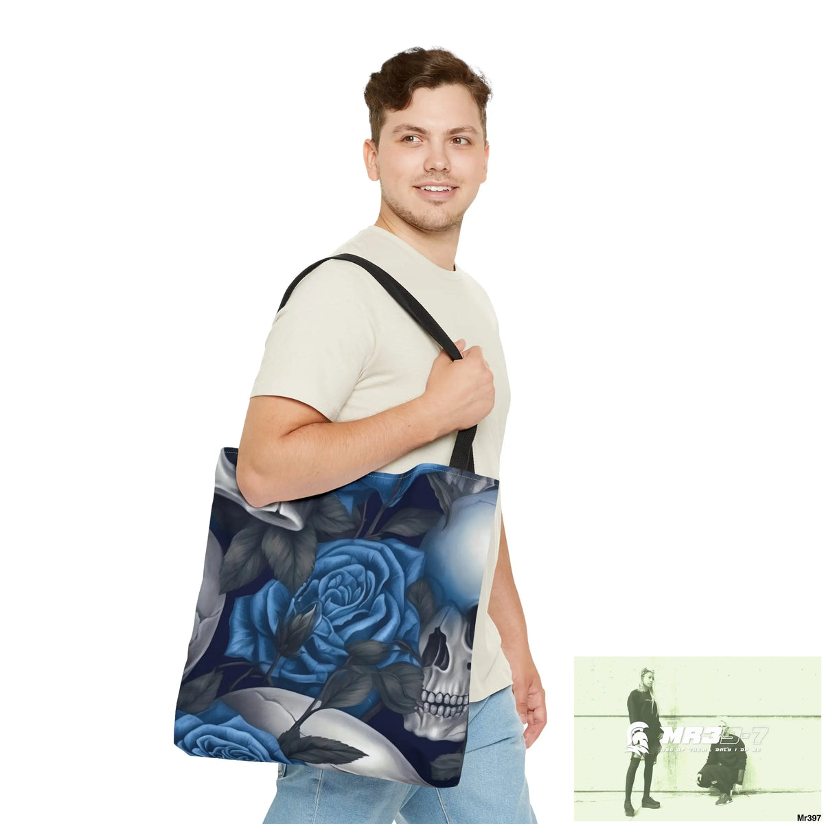Gothic skulls & Blue Roses Tote Bag (AOP) Bags