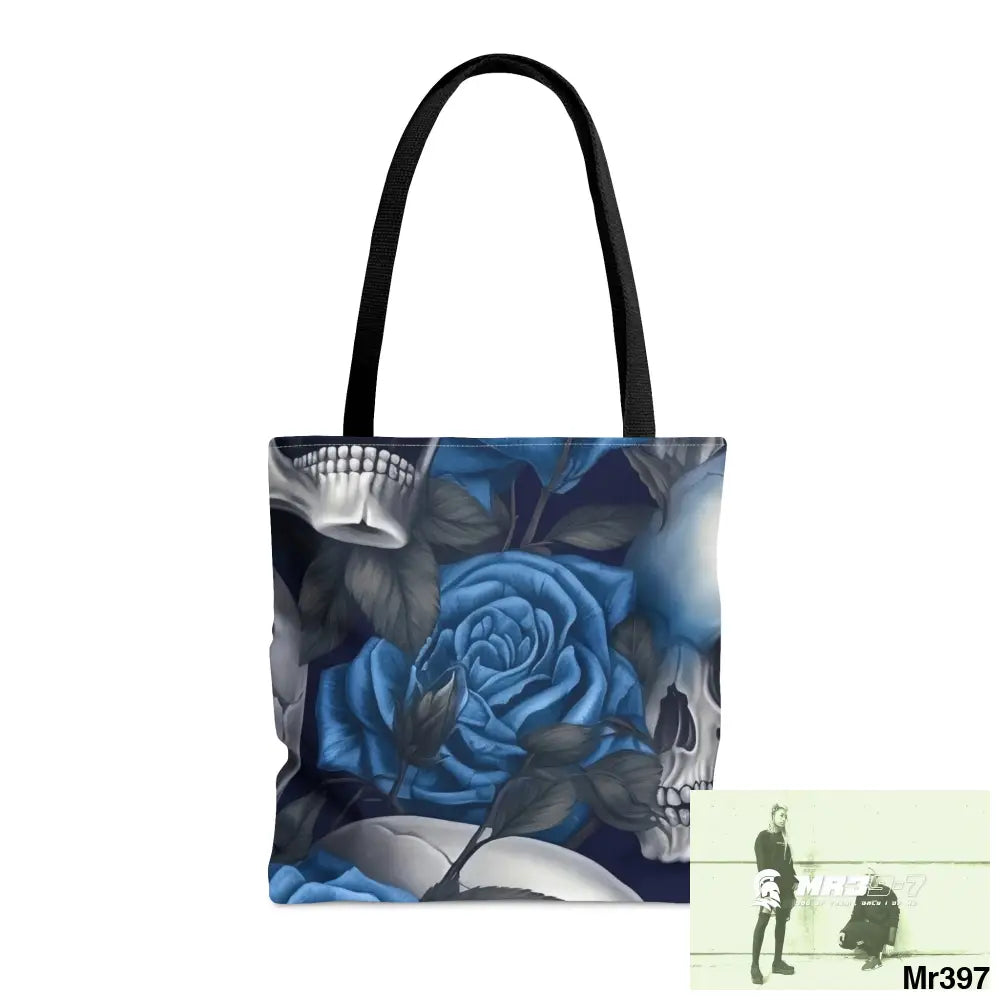 Gothic skulls & Blue Roses Tote Bag (AOP) Medium Bags