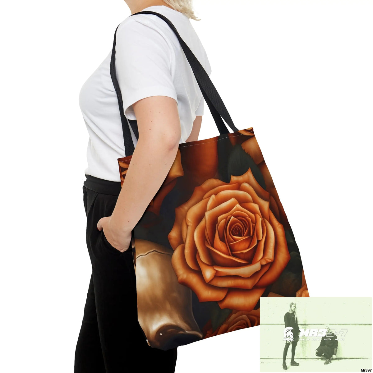 Gothic Skulls & Orange Roses Tote Bag (AOP) Bags