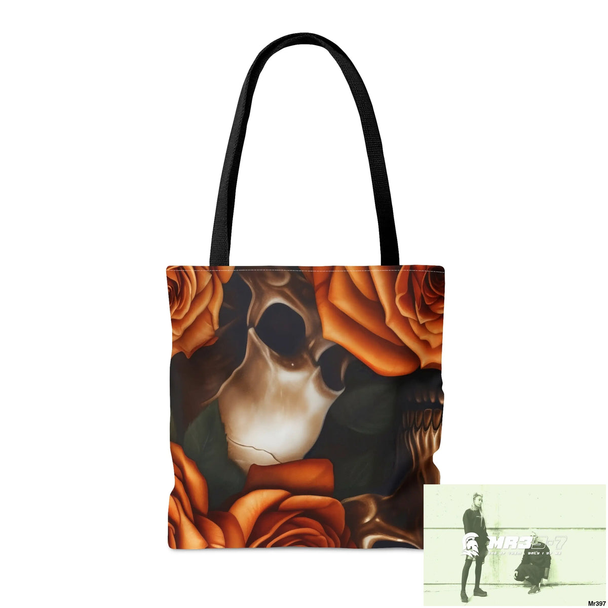 Gothic Skulls & Orange Roses Tote Bag (AOP) Bags