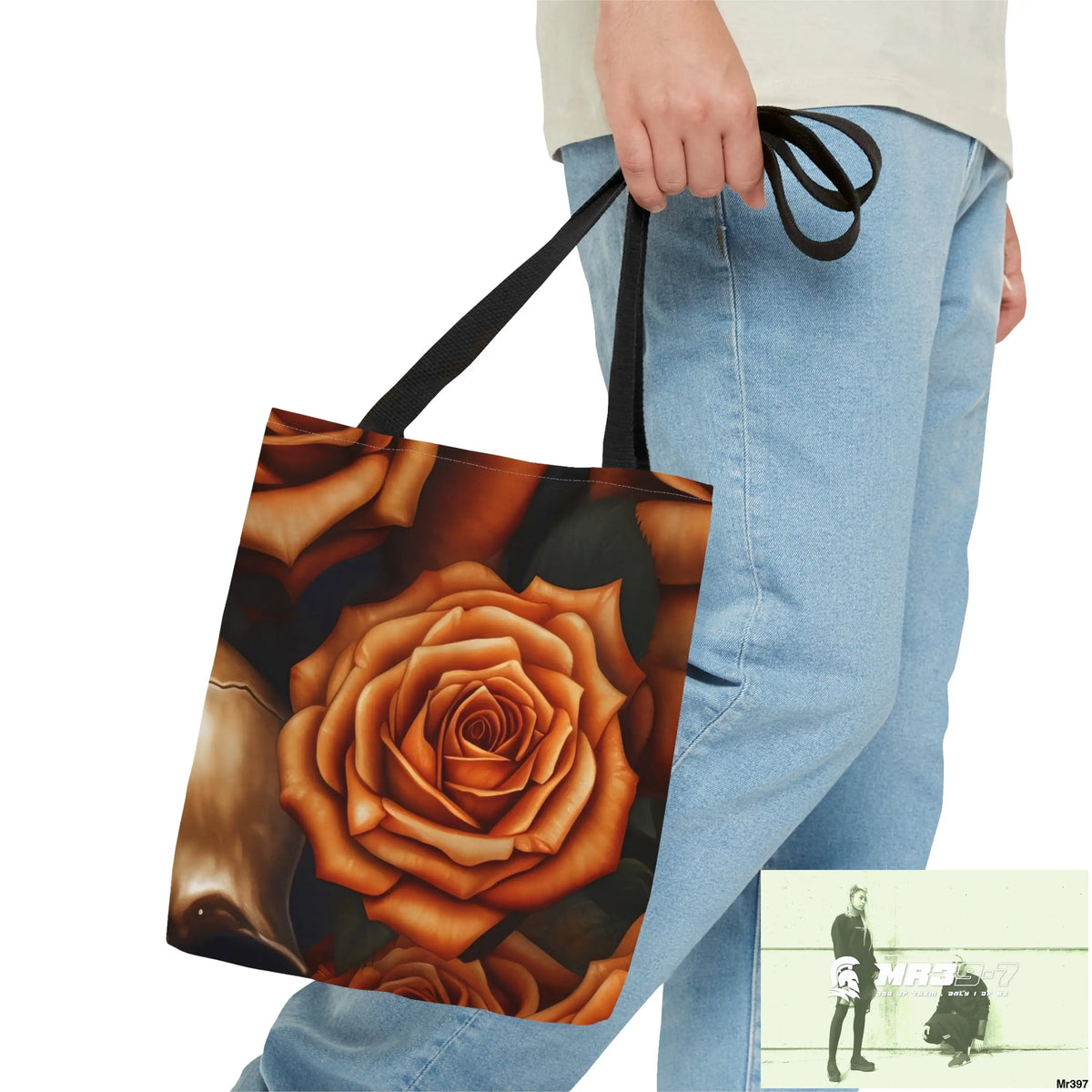 Gothic Skulls & Orange Roses Tote Bag (AOP) Bags