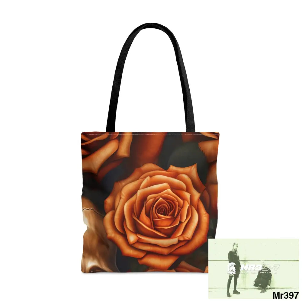 Gothic Skulls & Orange Roses Tote Bag (AOP) Large Bags