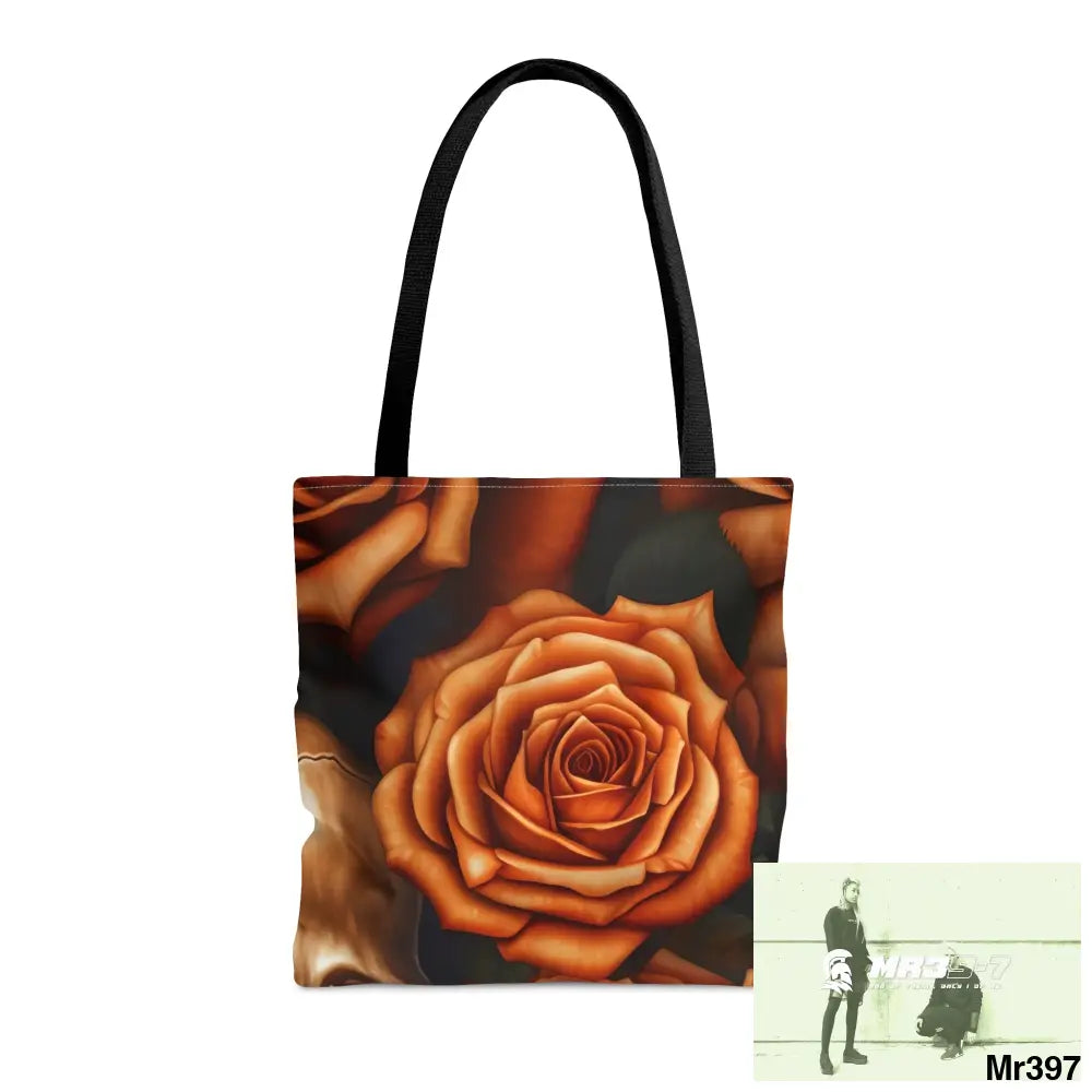 Gothic Skulls & Orange Roses Tote Bag (AOP) Medium Bags