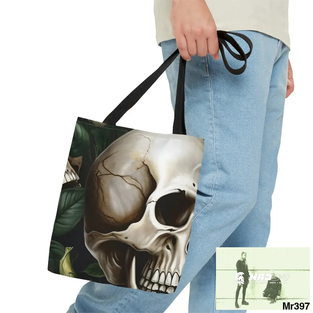 Gothic Skulls & white Roses Tote Bag (AOP) Bags