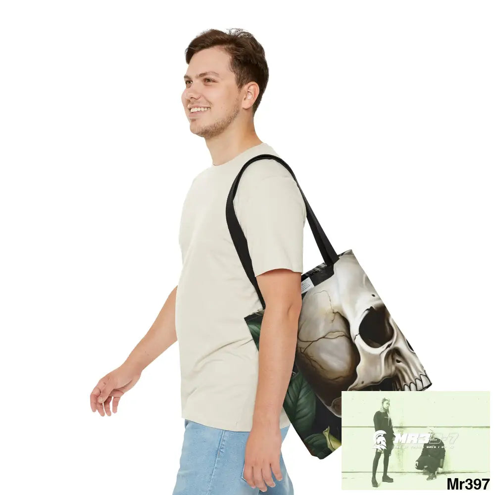 Gothic Skulls & white Roses Tote Bag (AOP) Bags