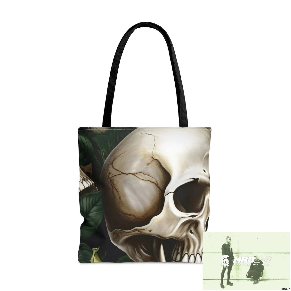 Gothic Skulls & white Roses Tote Bag (AOP) Large Bags