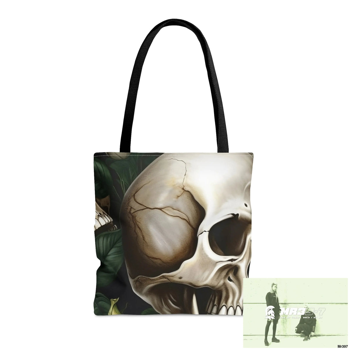 Gothic Skulls & white Roses Tote Bag (AOP) Medium Bags