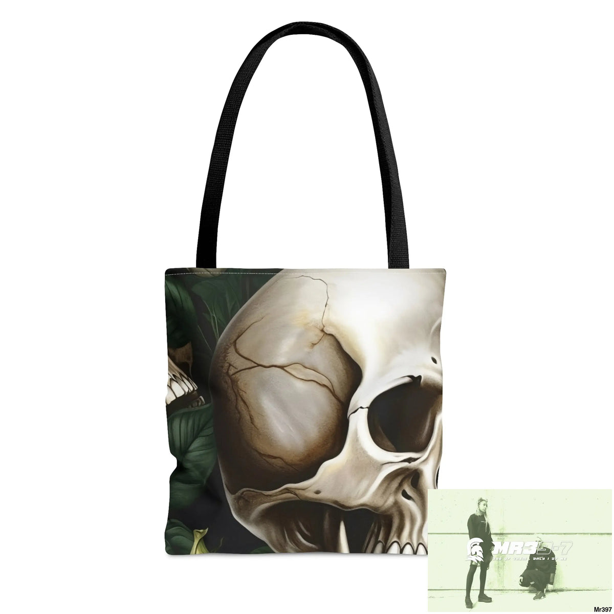 Gothic Skulls & white Roses Tote Bag (AOP) Small Bags