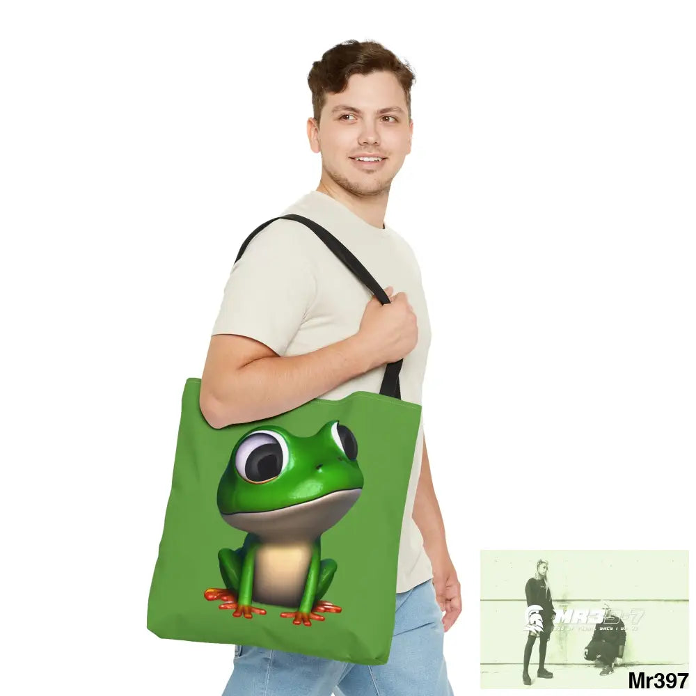 Green frog & Cool alien in shades Tote Bag (AOP) Bags