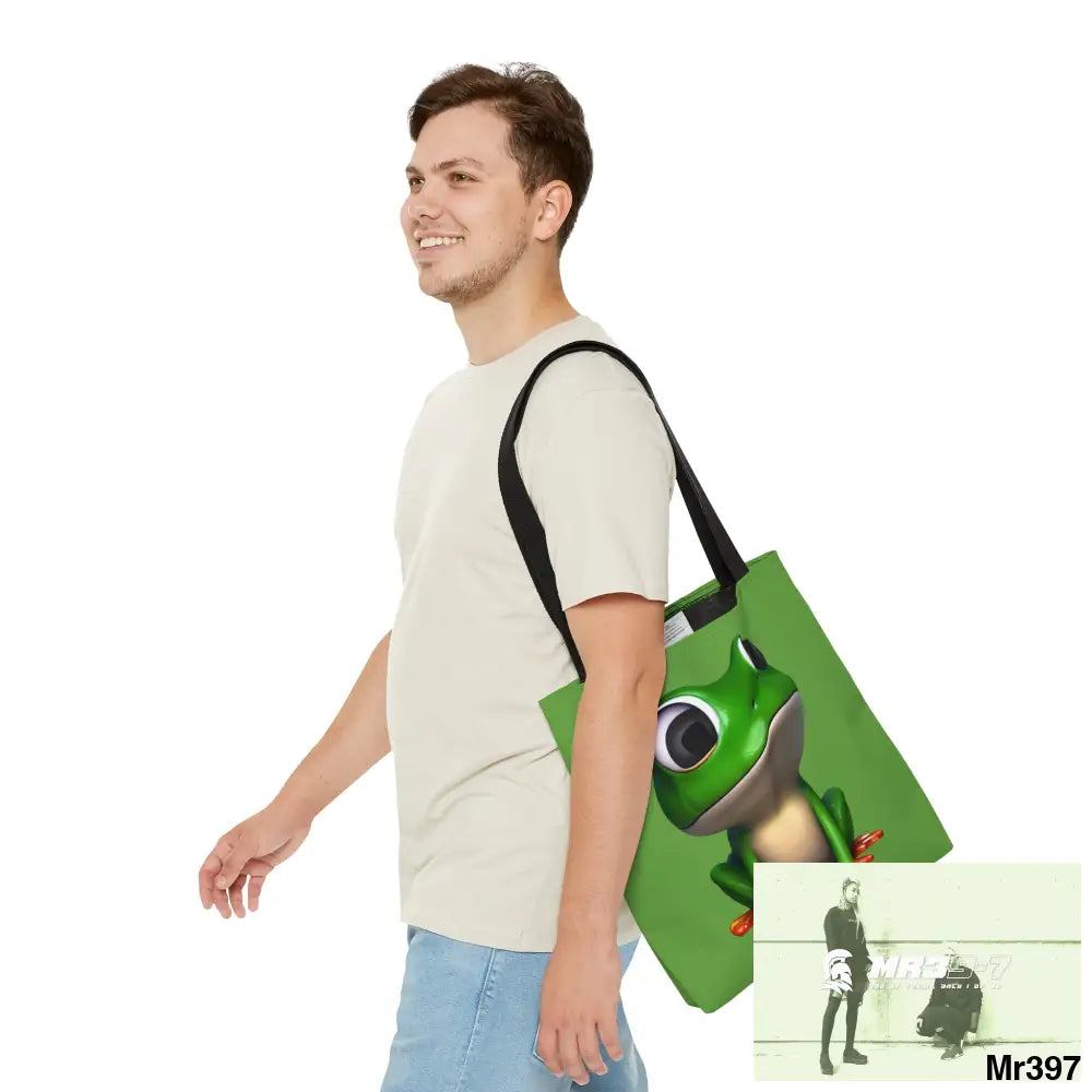 Green frog & Cool alien in shades Tote Bag (AOP) Bags
