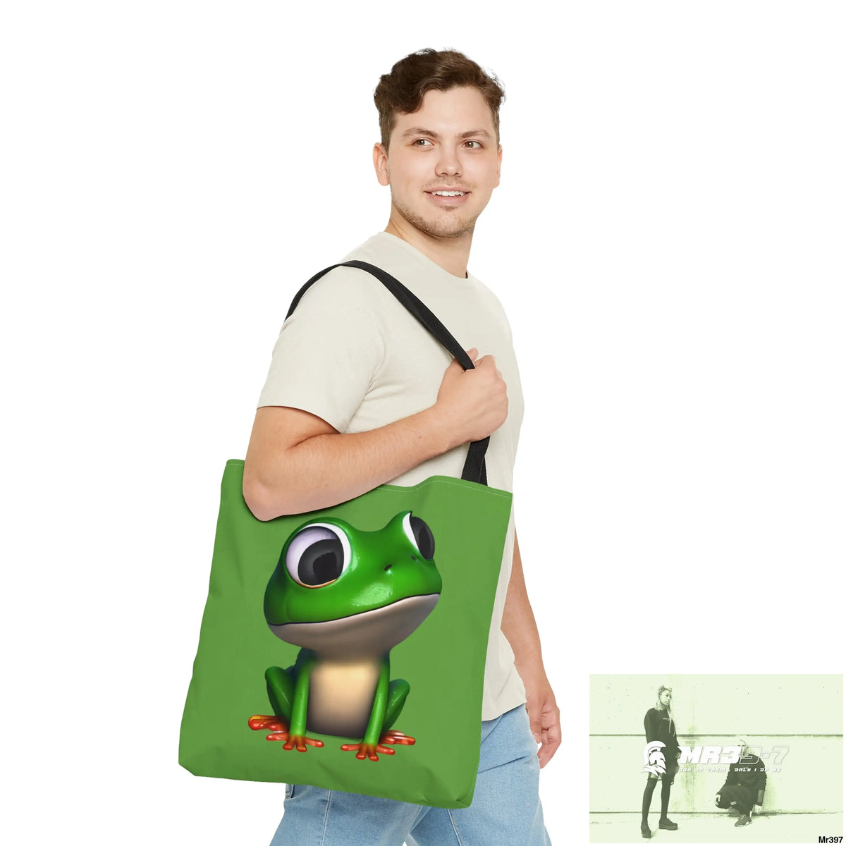 Green frog & Cool alien in shades Tote Bag (AOP) Bags