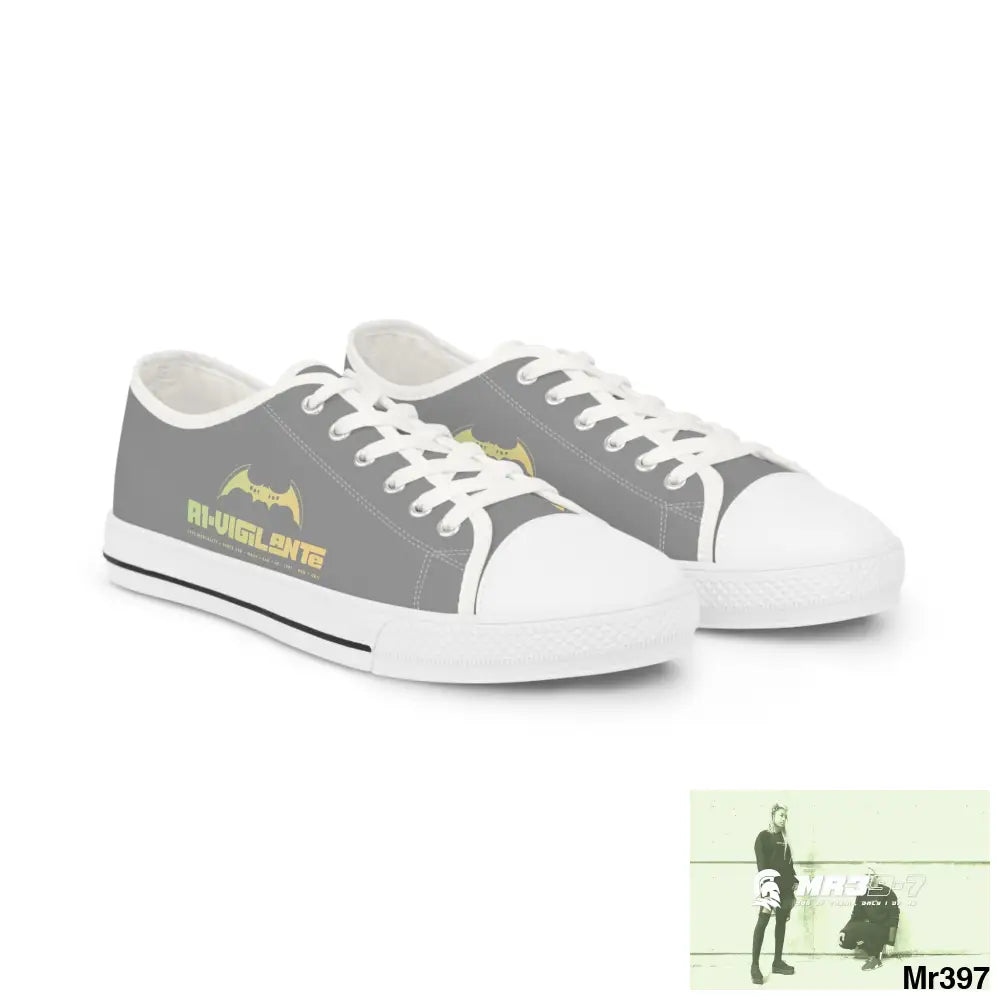 Grey A1-Vigilante Men’s Low Top Sneakers US 5 / White sole Shoes