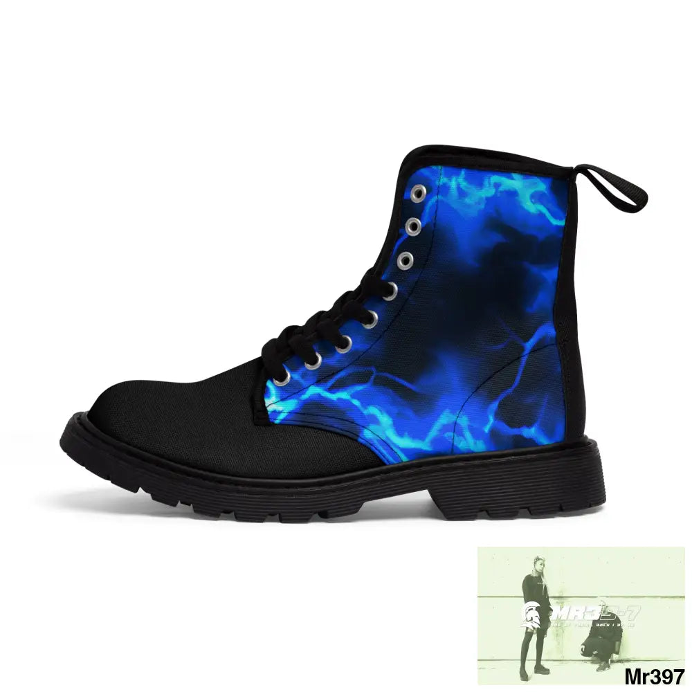 Half Electric Blue lighting Women’s Canvas Boots Shoes