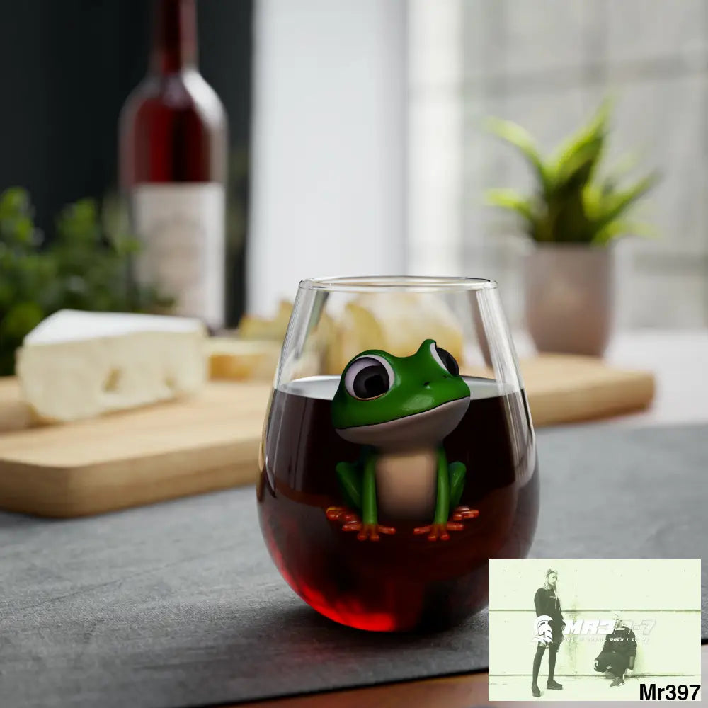 Happy Baby frog graphic Stemless Wine Glass 11.75oz 11.75oz Mug