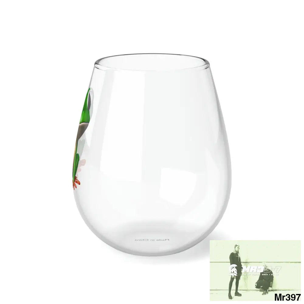 Happy Baby frog graphic Stemless Wine Glass 11.75oz 11.75oz Mug