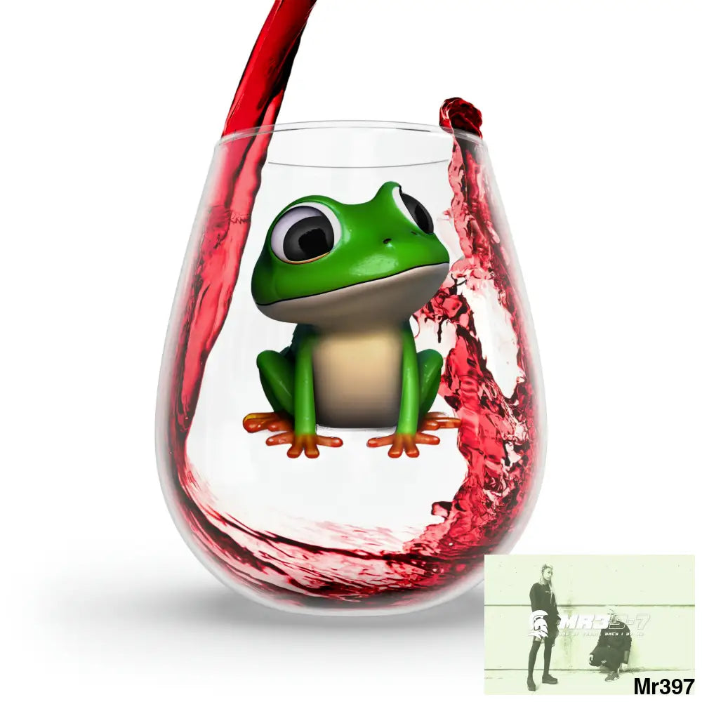 Happy Baby frog graphic Stemless Wine Glass 11.75oz 11.75oz Mug