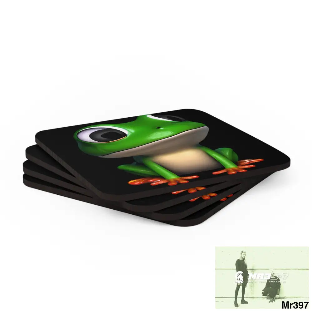 Happy Frog Corkwood Coaster Set Cork / 3.75’’ × 3.75’’ / Square Home Decor