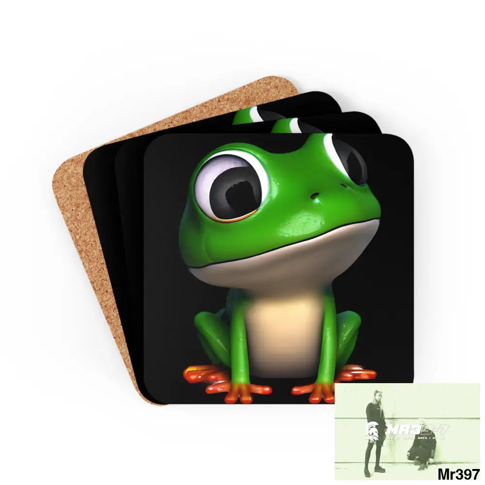 Happy Frog Corkwood Coaster Set Cork / 3.75’’ × 3.75’’ / Square Home Decor