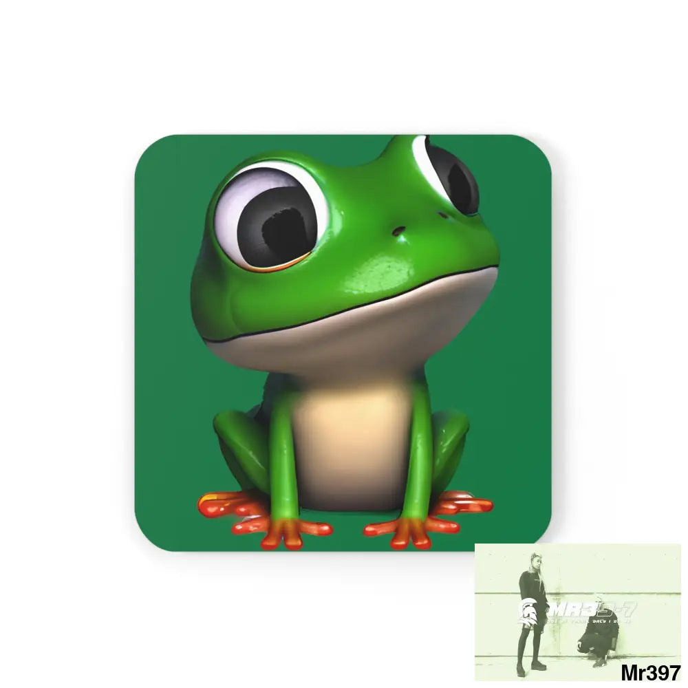 Happy Frog Corkwood Coaster Set Cork / 3.75’’ × 3.75’’ / Square Home Decor