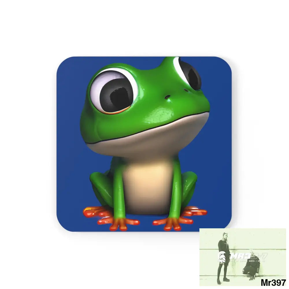 Happy Frog Corkwood Coaster Set Cork / 3.75’’ × 3.75’’ / Square Home Decor
