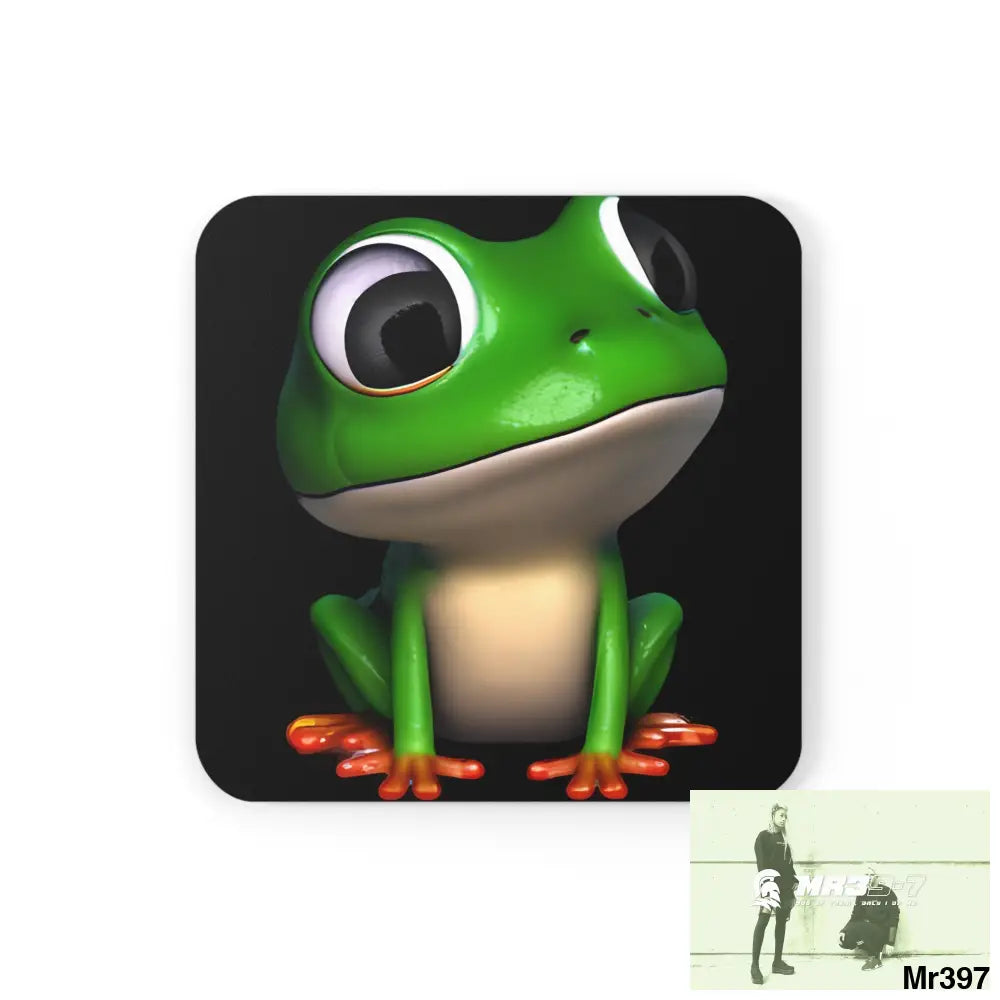Happy Frog Corkwood Coaster Set Cork / 3.75’’ × 3.75’’ / Square Home Decor