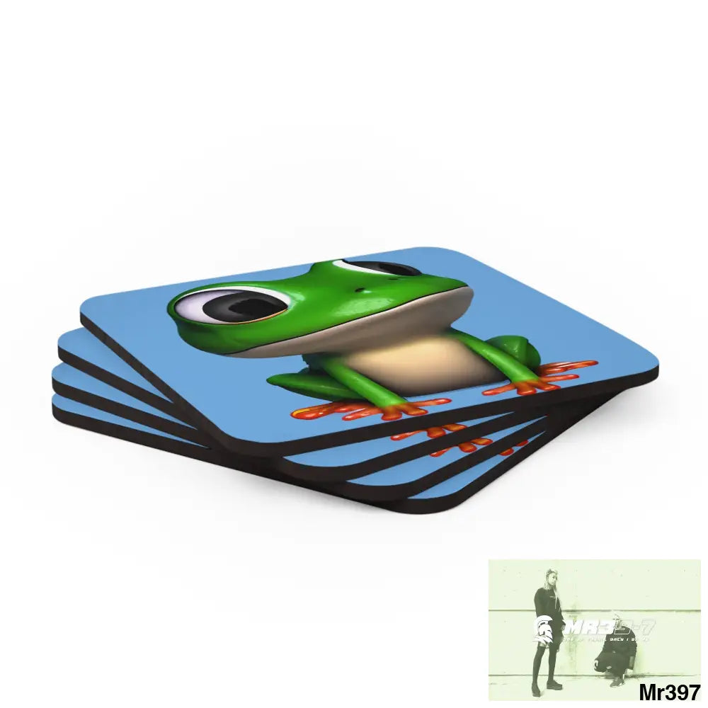 Happy Frog Corkwood Coaster Set Cork / 3.75’’ × 3.75’’ / Square Home Decor