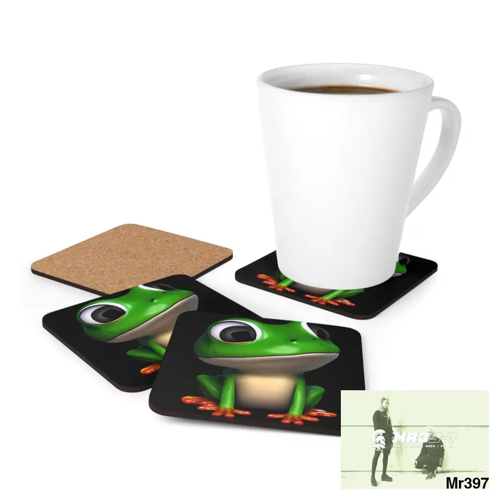 Happy Frog Corkwood Coaster Set Cork / 3.75’’ × 3.75’’ / Square Home Decor