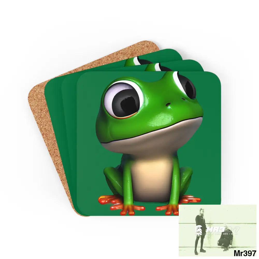 Happy Frog Corkwood Coaster Set Cork / 3.75’’ × 3.75’’ / Square Home Decor