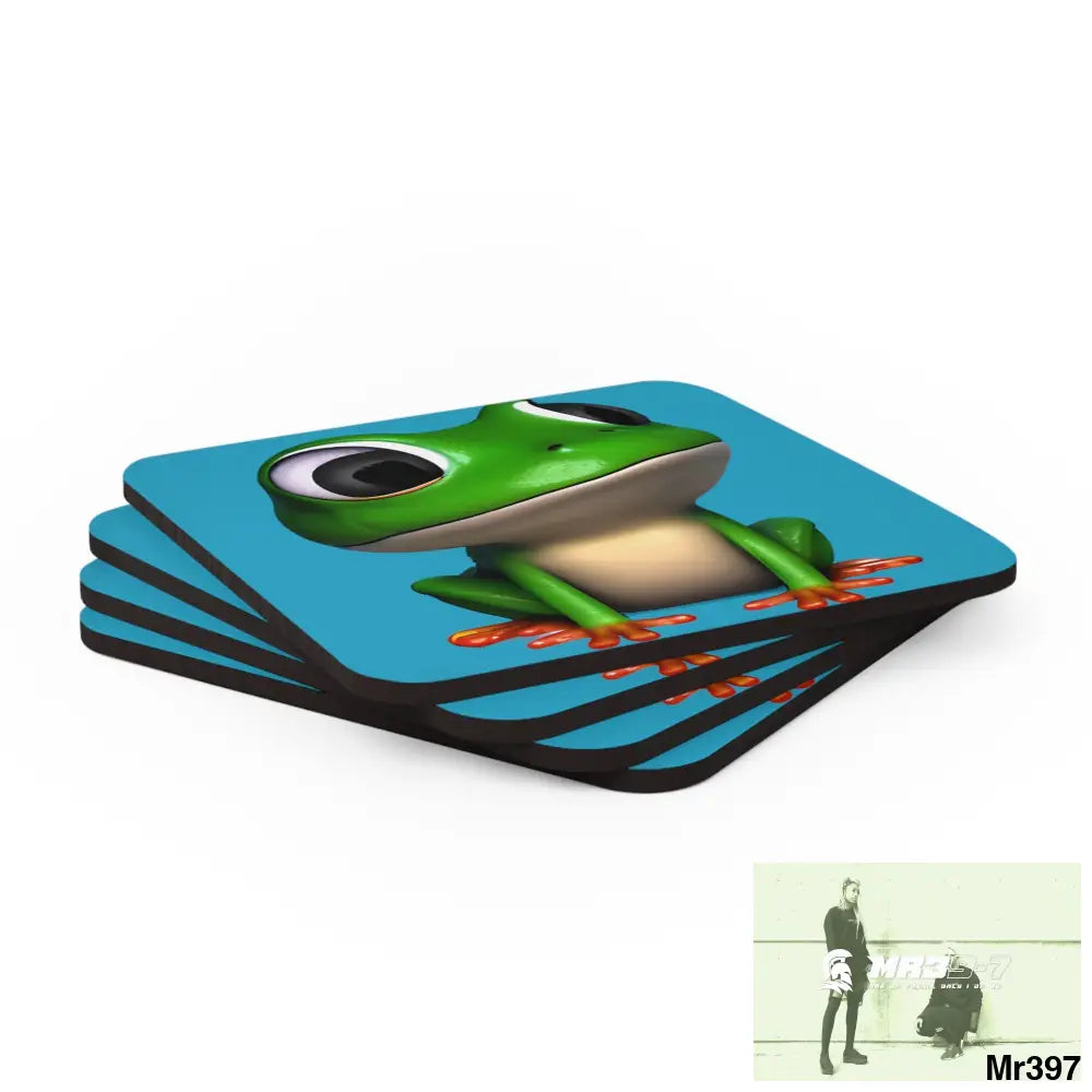 Happy Frog Corkwood Coaster Set Cork / 3.75’’ × 3.75’’ / Square Home Decor