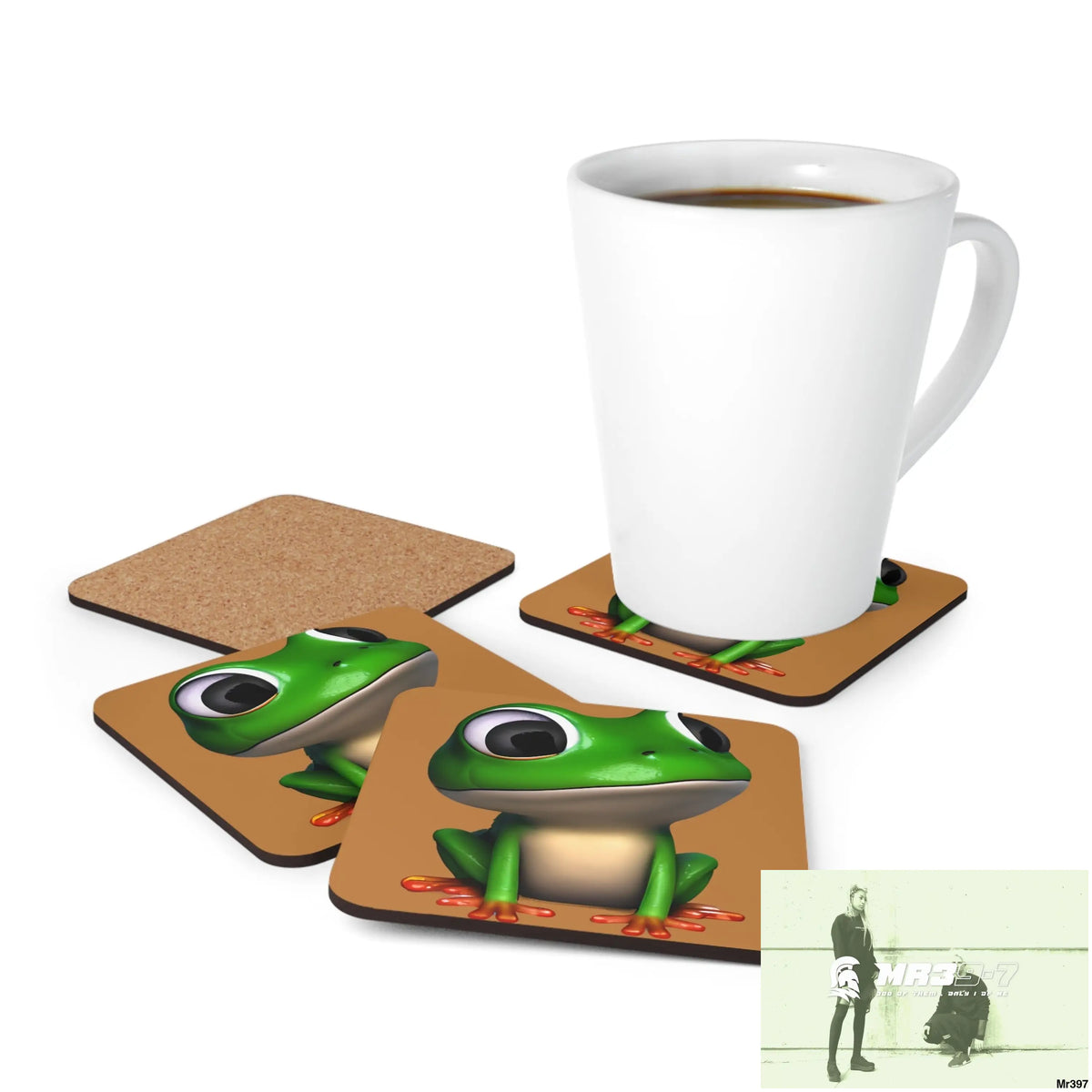 Happy Frog Corkwood Coaster Set Cork / 3.75’’ × 3.75’’ / Square Home Decor