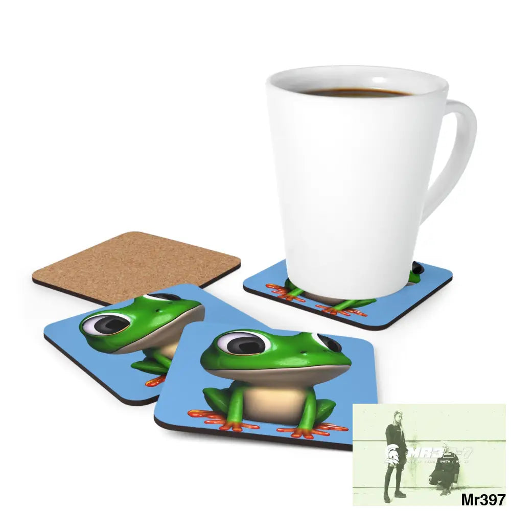 Happy Frog Corkwood Coaster Set Cork / 3.75’’ × 3.75’’ / Square Home Decor