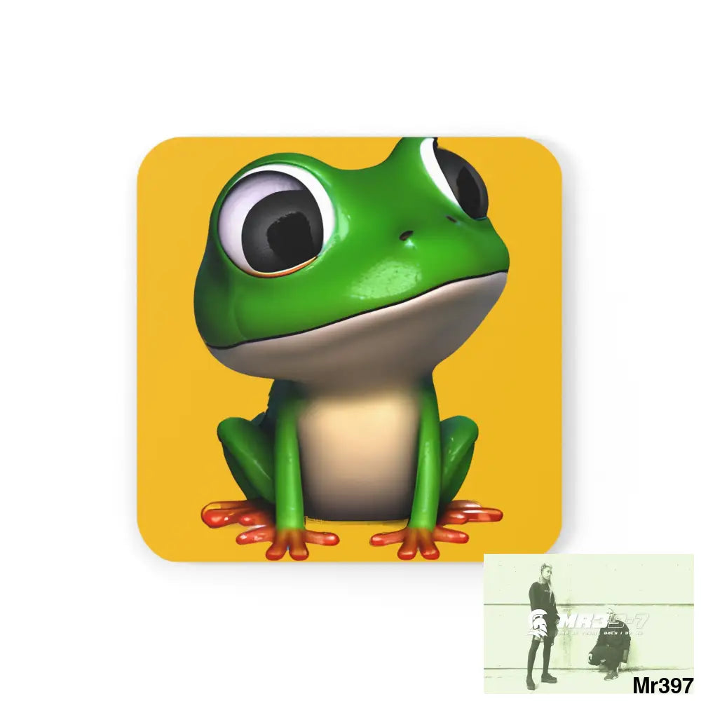 Happy Frog Corkwood Coaster Set Cork / 3.75’’ × 3.75’’ / Square Home Decor