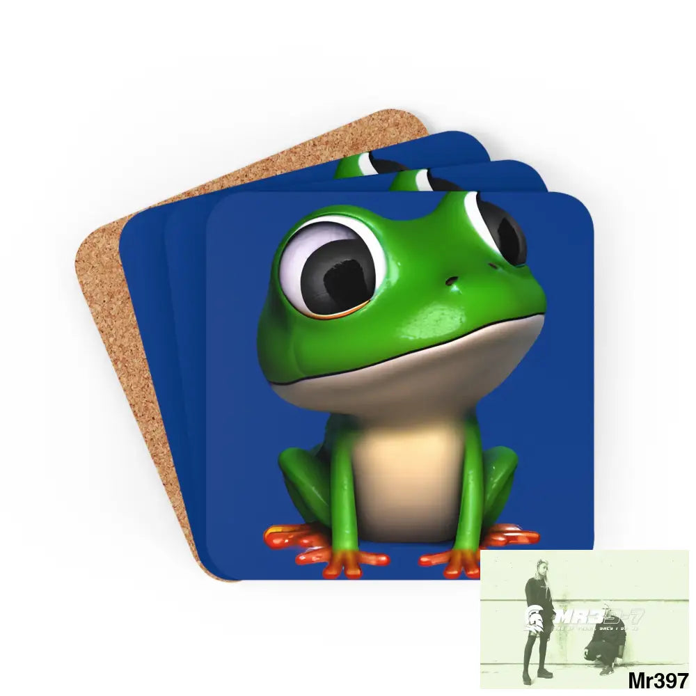 Happy Frog Corkwood Coaster Set Cork / 3.75’’ × 3.75’’ / Square Home Decor
