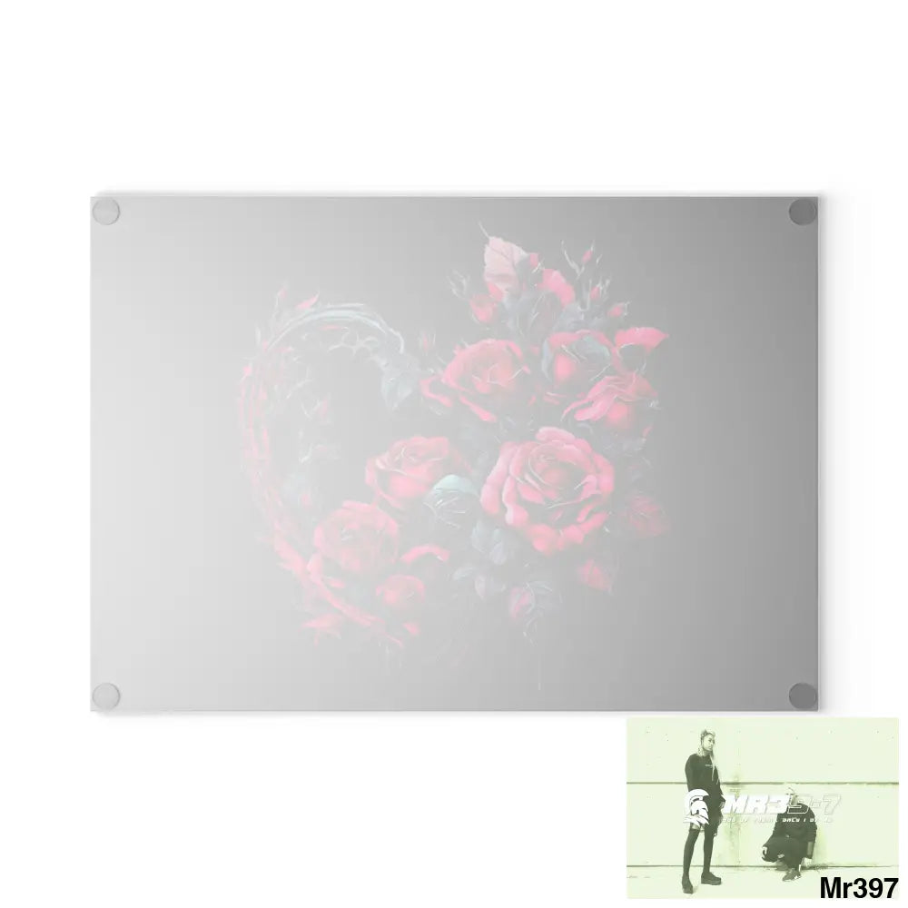 Heart Made of Pink Roses on a Black background Cutting Board Home Decor