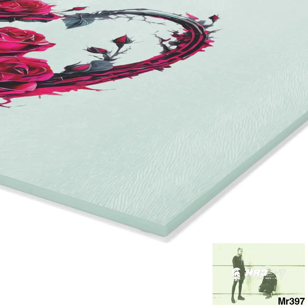 Heart Made of Pink Roses on a Black background Cutting Board Home Decor