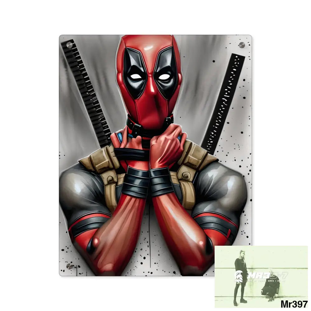 Hyper Detailed Handsome Rugged Gorgeous Dead pool Acrylic Wall Art Panels 16″ x 20″ (Vertical) / 0.25’’ Home Decor