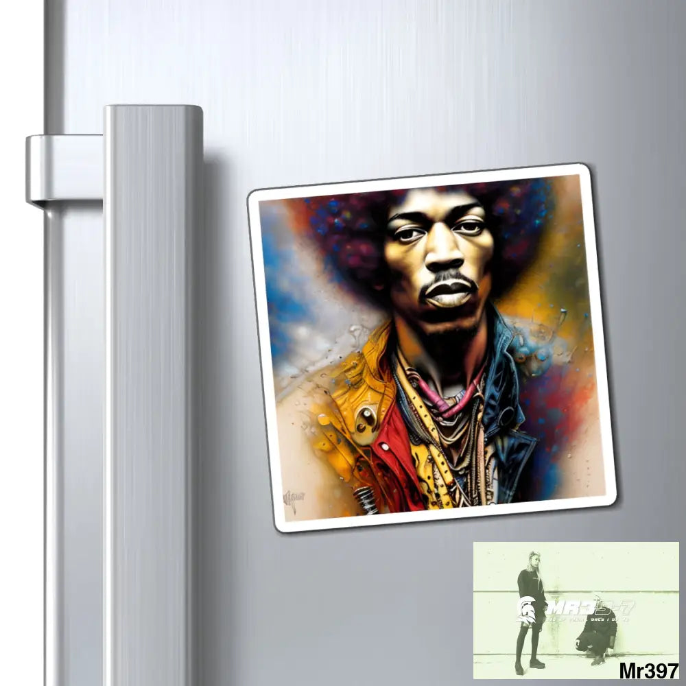 Jimmy Hendrix Fridge Magnet 4’’ × 4’’ Paper products