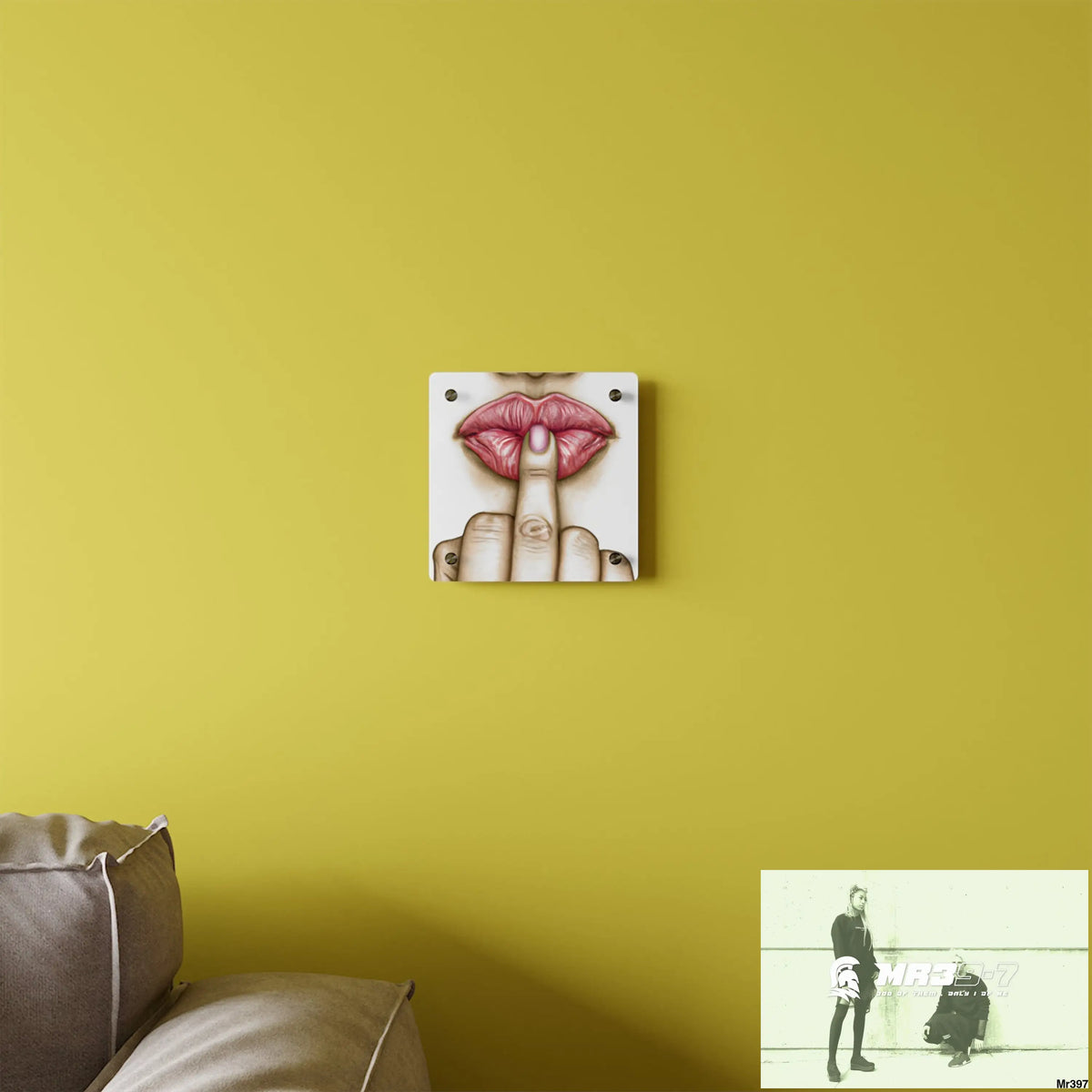 Kissing Mouth with Middle Finger Acrylic Wall Art Panels Home Decor